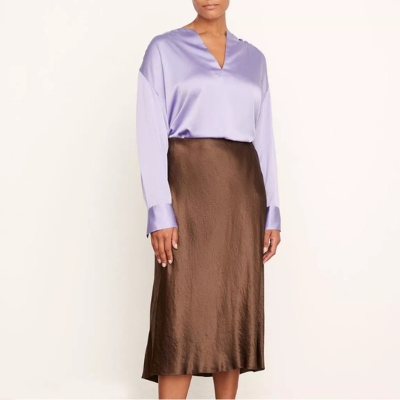 New! Vince satin Slip Midi Skirt Nut Brown silk 1X plus size nwot 33409 - Picture 2 of 13